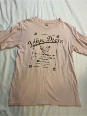 John Deere Light Pink Graphic Chicken Feed Tee